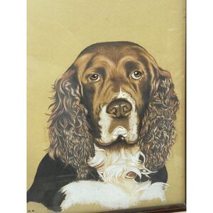 Vintage 1986 Springer Spaniel Dog Wall Art Picture Framed Painting by James 16"